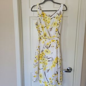 Coctail Dress. A-line, white floral dress, size 12